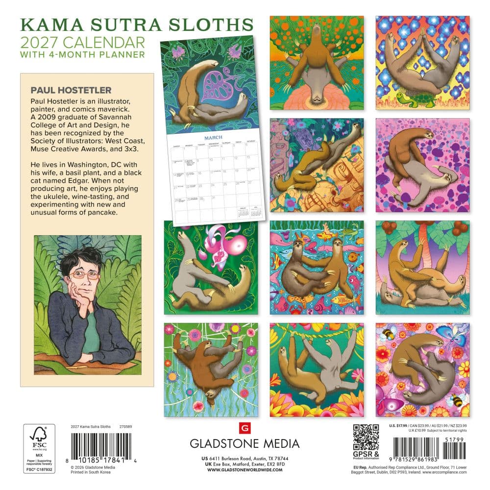 Kama Sutra Sloths 2027 Wall Calendar by Gladstone Media First Alternate Image