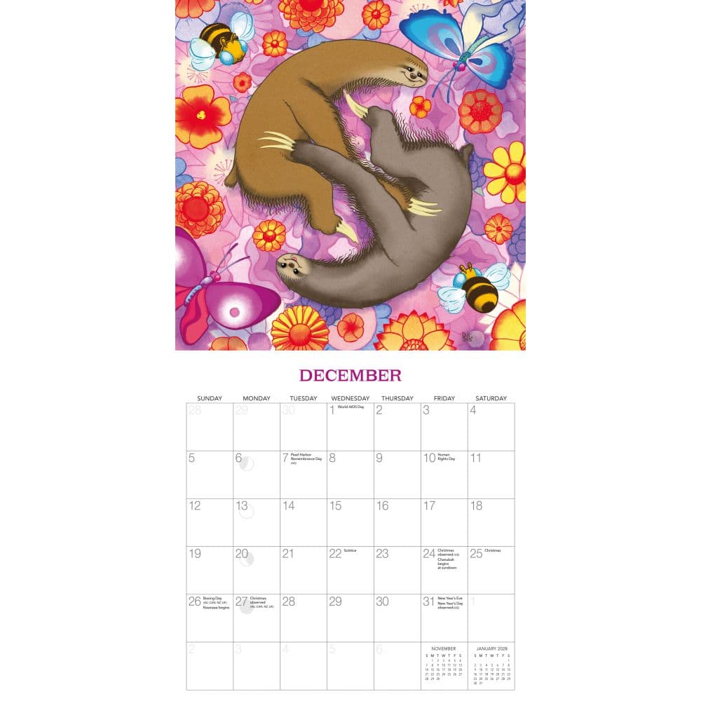 Kama Sutra Sloths 2027 Wall Calendar by Gladstone Media Fourth Alternate Image