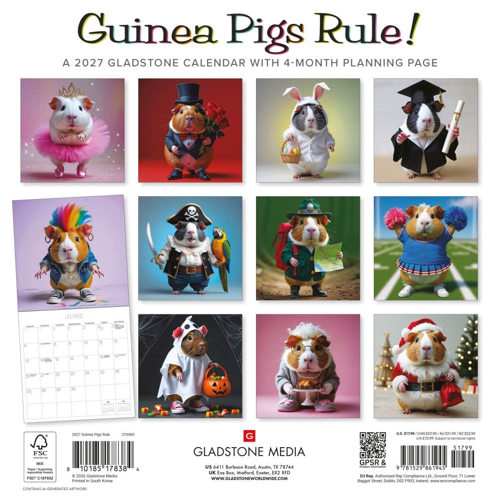 Guinea Pigs Rule 2027 Wall Calendar by Gladstone Media First Alternate Image