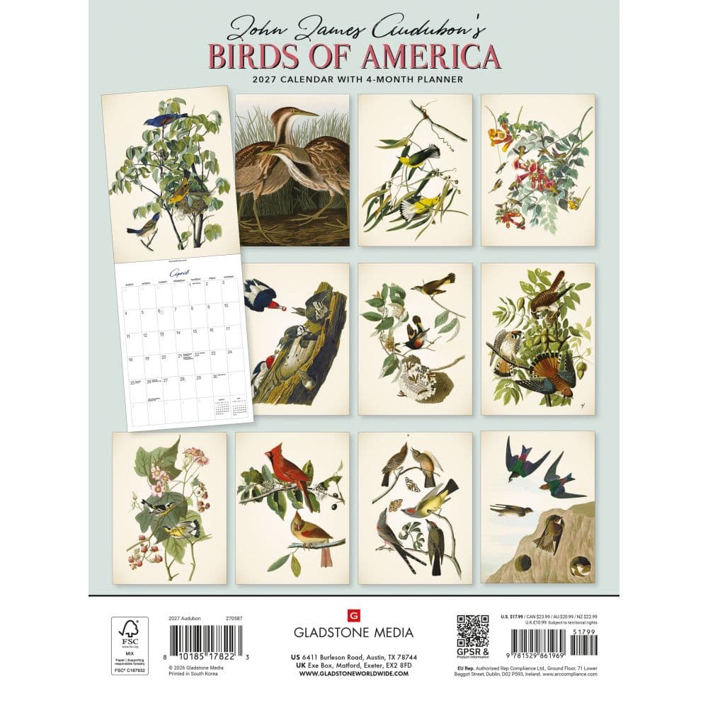 Audubon Birds of America 2027 Wall Calendar by Gladstone Media First Alternate Image