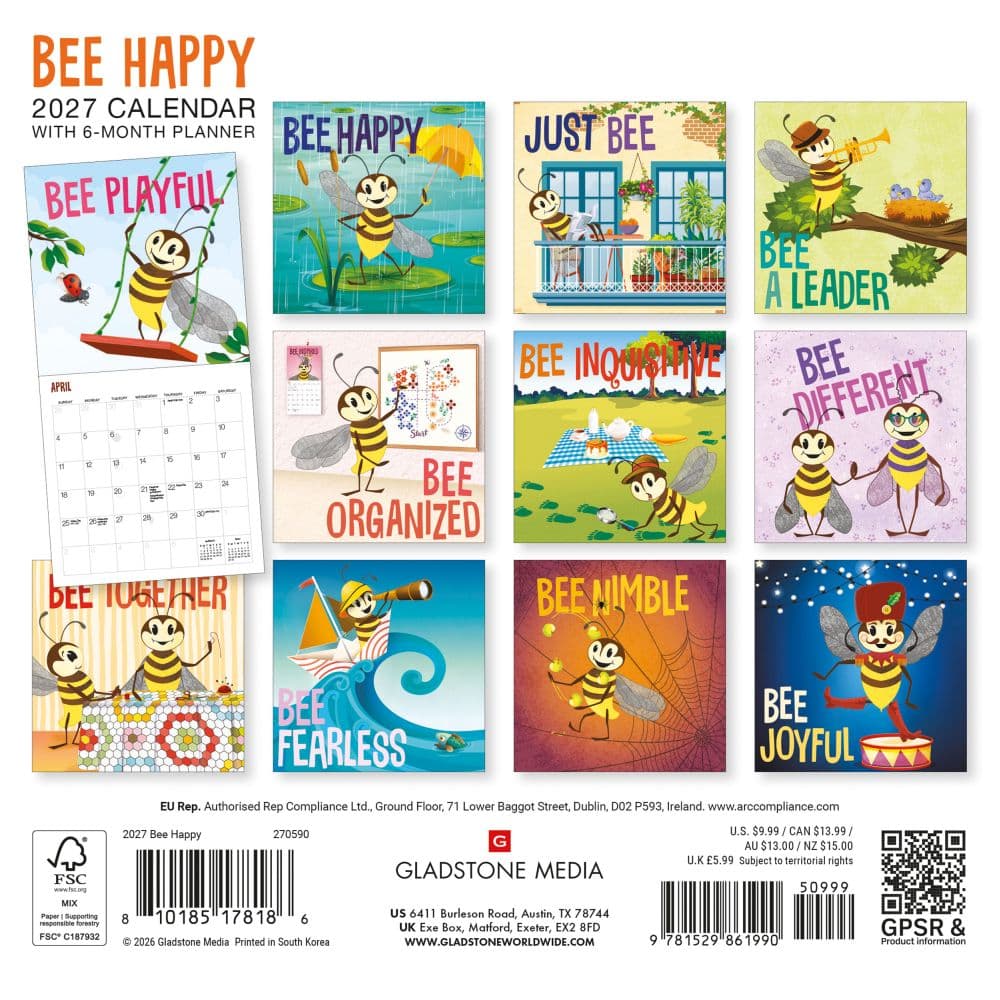 Bee Happy 2027 Mini Wall Calendar by Gladstone Media First Alternate Image