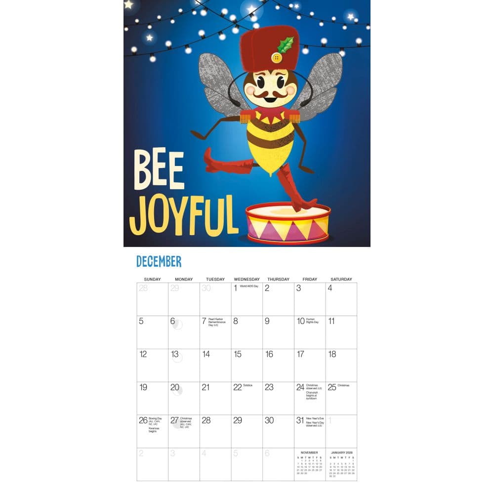 Bee Happy 2027 Mini Wall Calendar by Gladstone Media Fourth Alternate Image