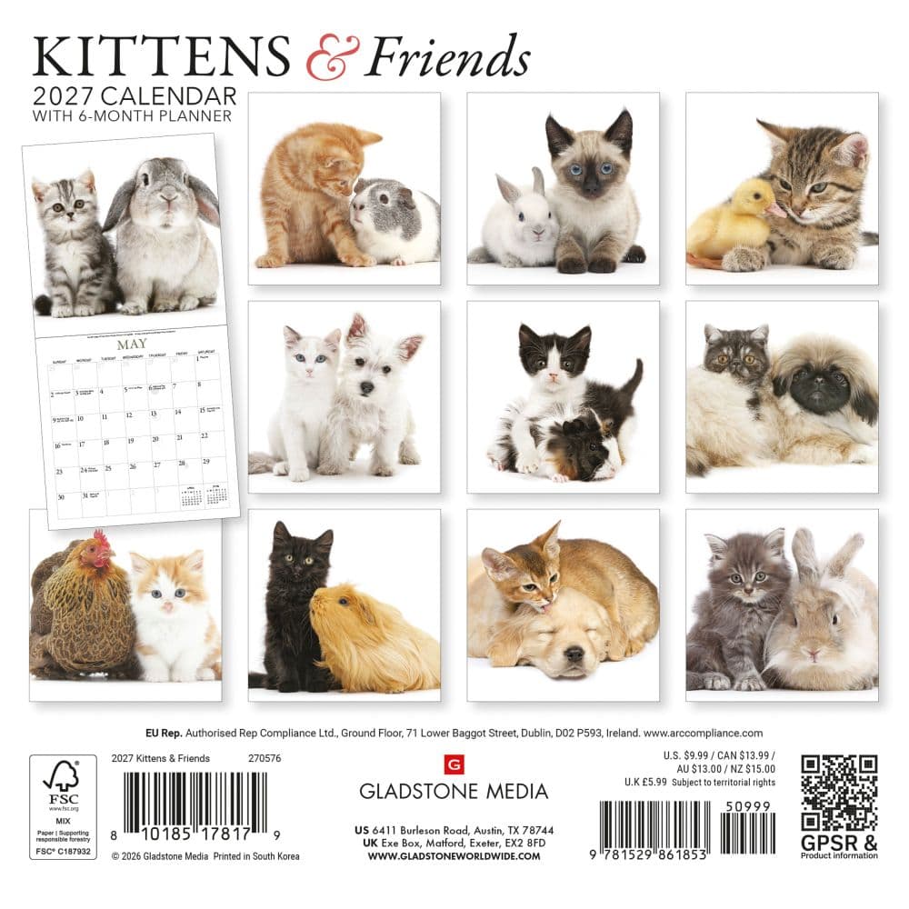 Kittens and Friends 2027 Mini Wall Calendar by Gladstone Media First Alternate Image