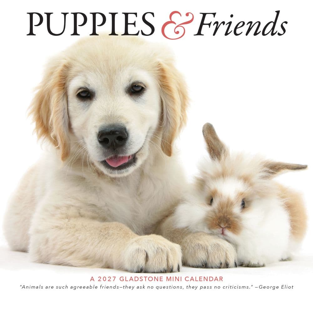 Puppies And Friends 2027 Mini Wall Calendar by Gladstone Media Main Product Image