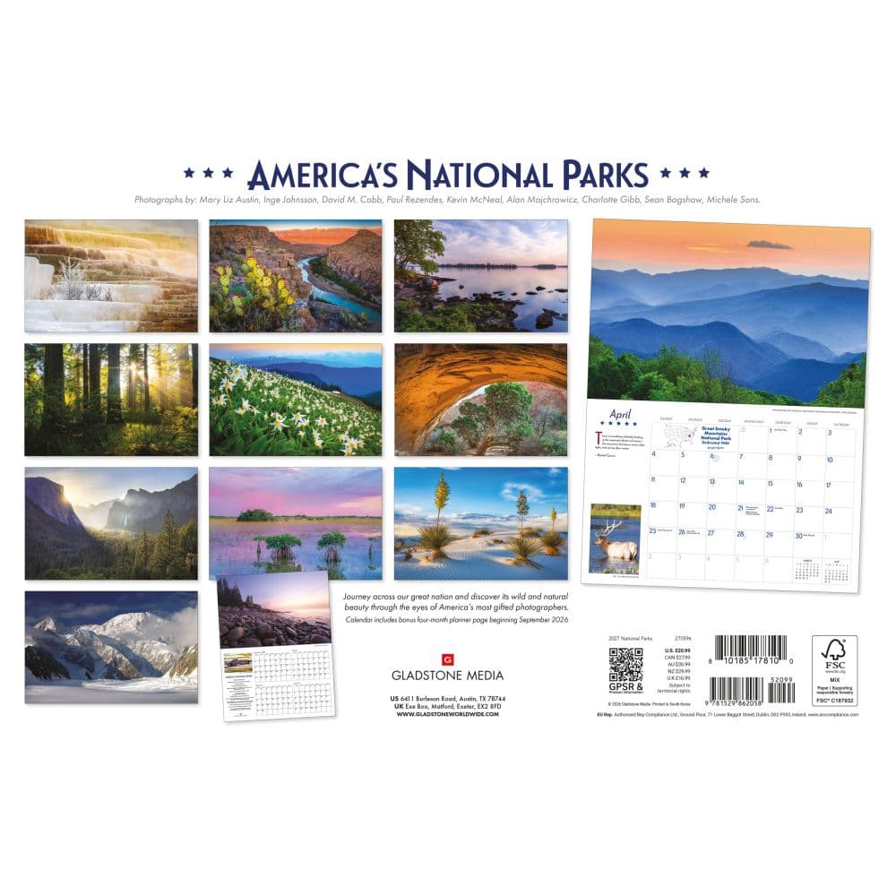 Americas National Parks 2027 Deluxe Wall Calendar by Gladstone Media First Alternate Image