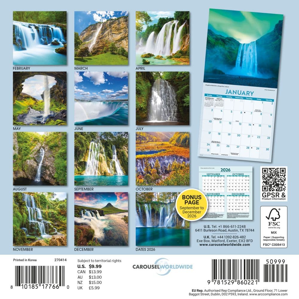 Waterfalls  2027 Mini Wall Calendar First Alternate Image