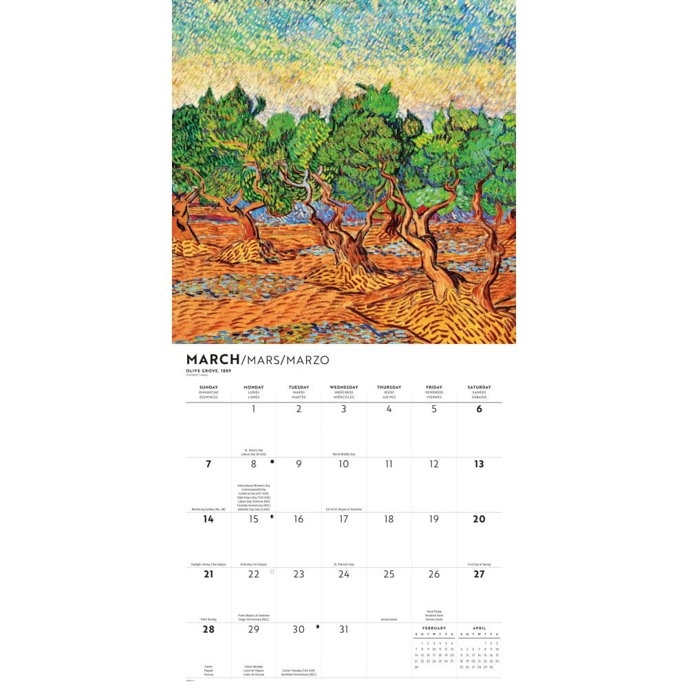 Van Gogh 2027 Wall Calendar Second Alternate Image