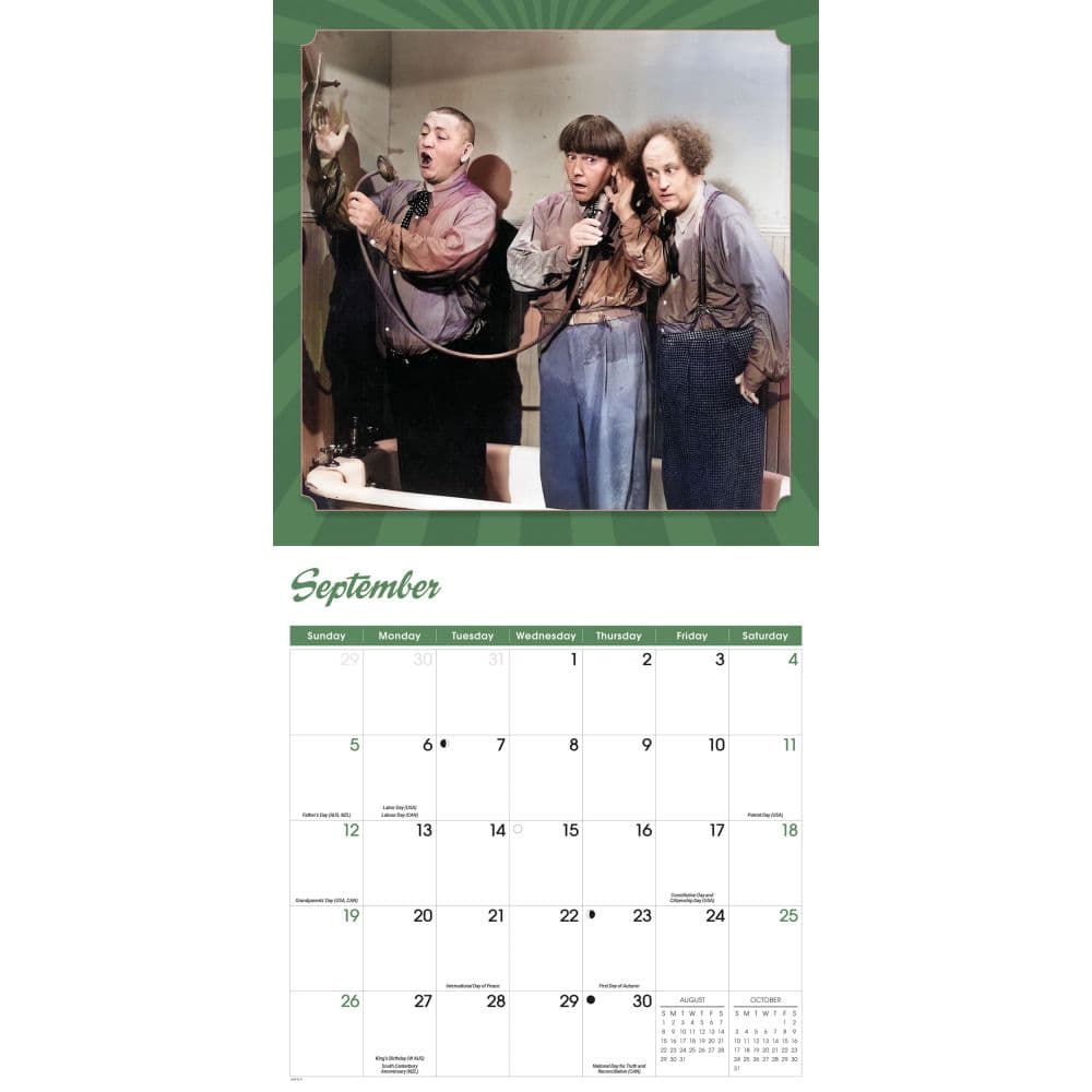 Three Stooges 2027 Wall Calendar Fourth Alternate Image