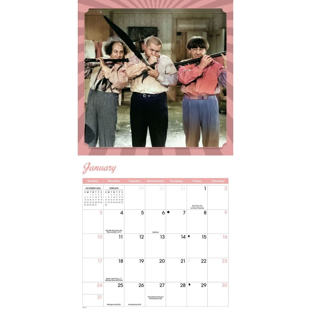 Three Stooges 2027 Mini Wall Calendar Second Alternate Image