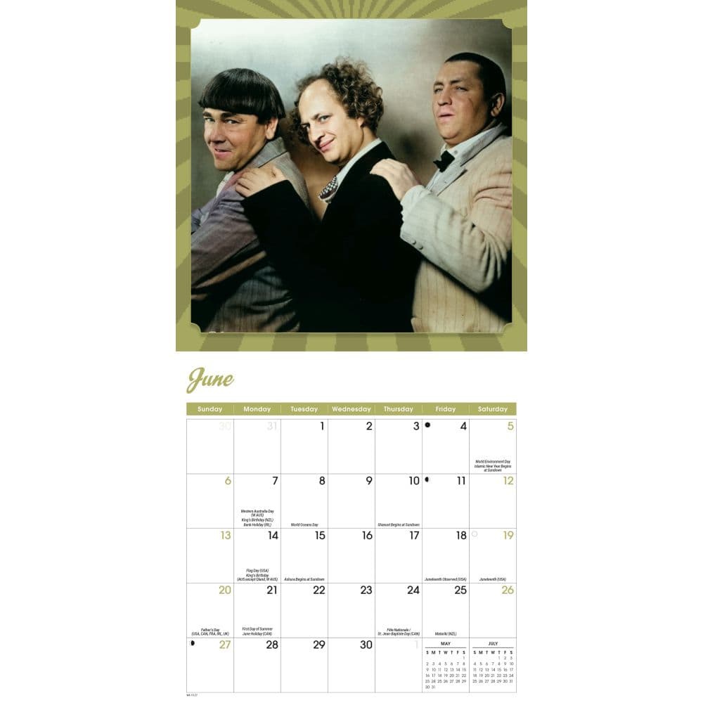 Three Stooges 2027 Mini Wall Calendar Third Alternate Image