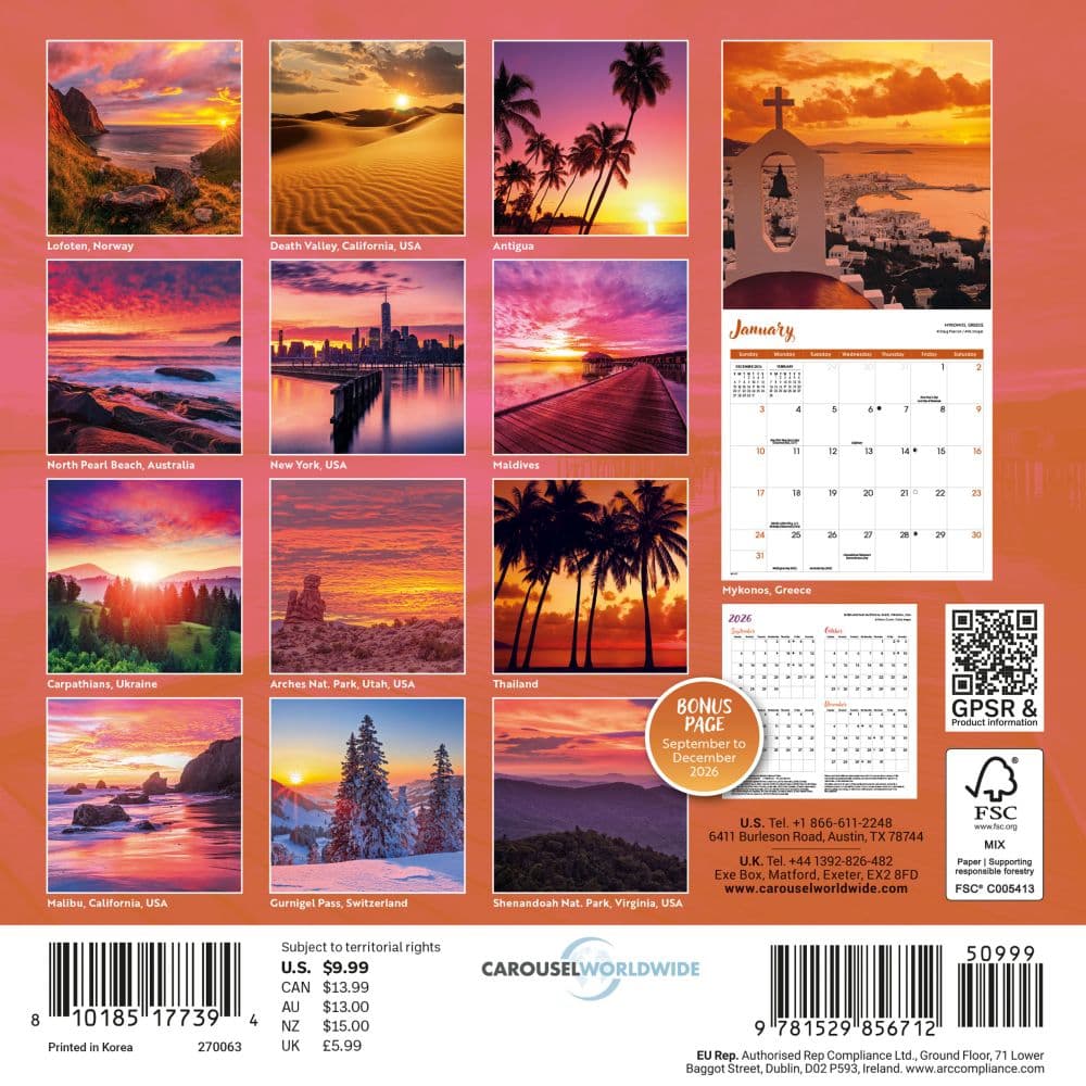 Sunsets 2027 Mini Wall Calendar First Alternate Image