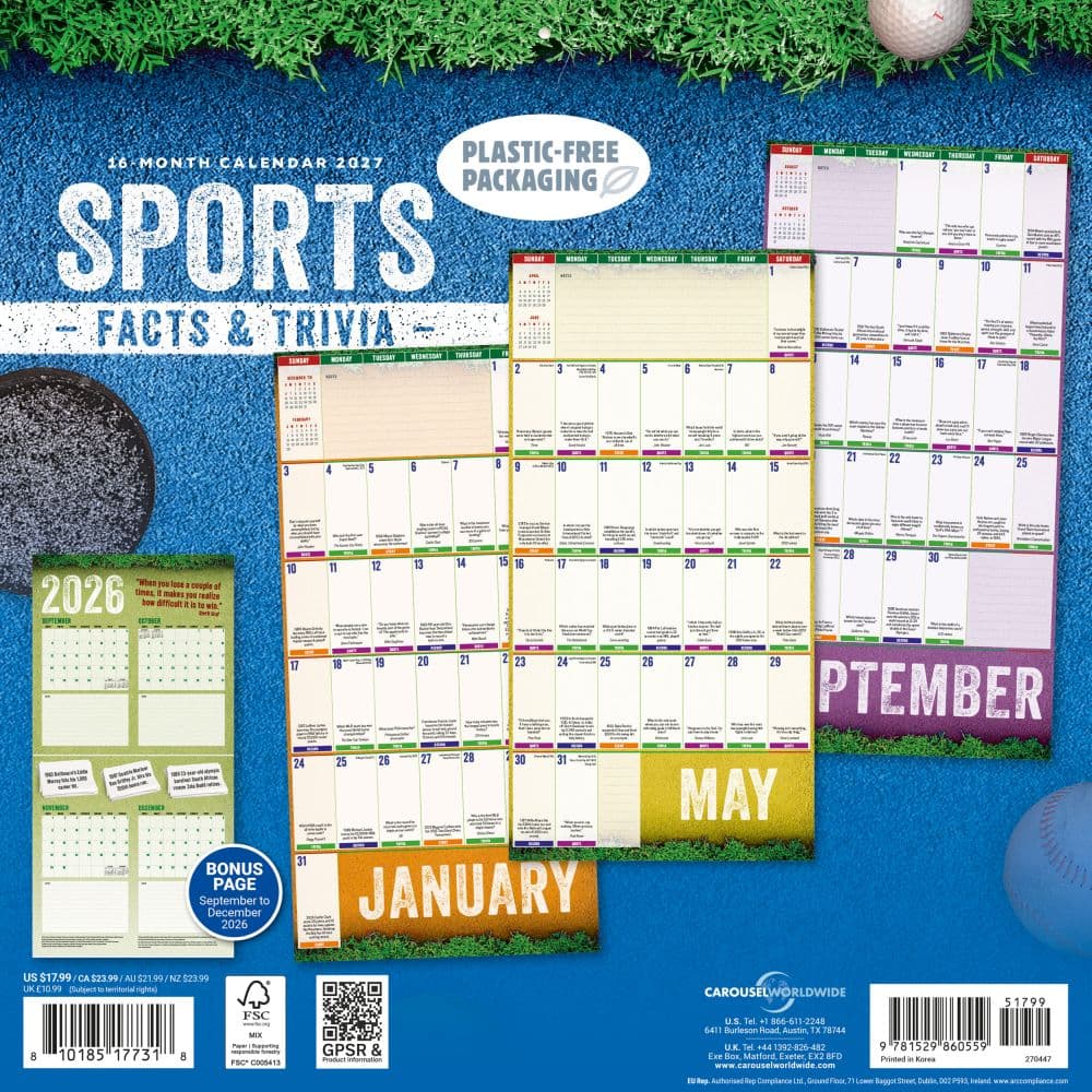Sports Facts and Trivia 2027 Wall Calendar First Alternate Image