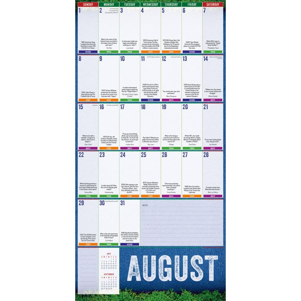 Sports Facts and Trivia 2027 Wall Calendar Fourth Alternate Image