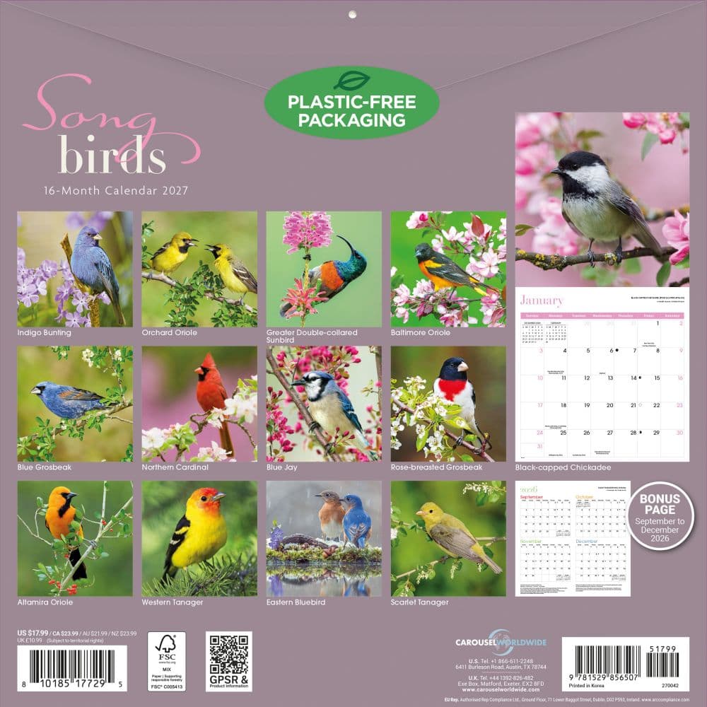 Songbirds 2027 Wall Calendar First Alternate Image