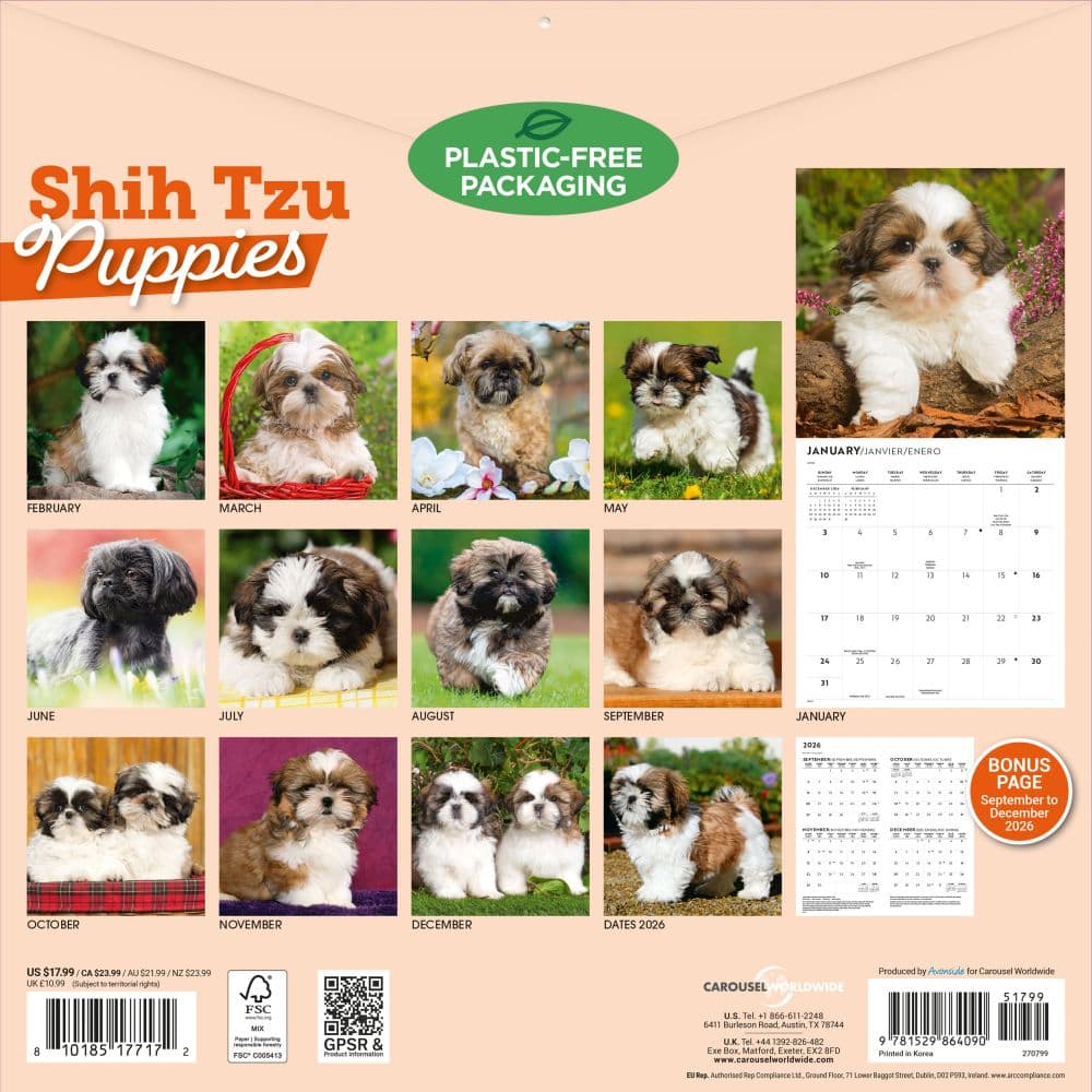 Shih Tzu Puppies 2027 Wall Calendar First Alternate Image