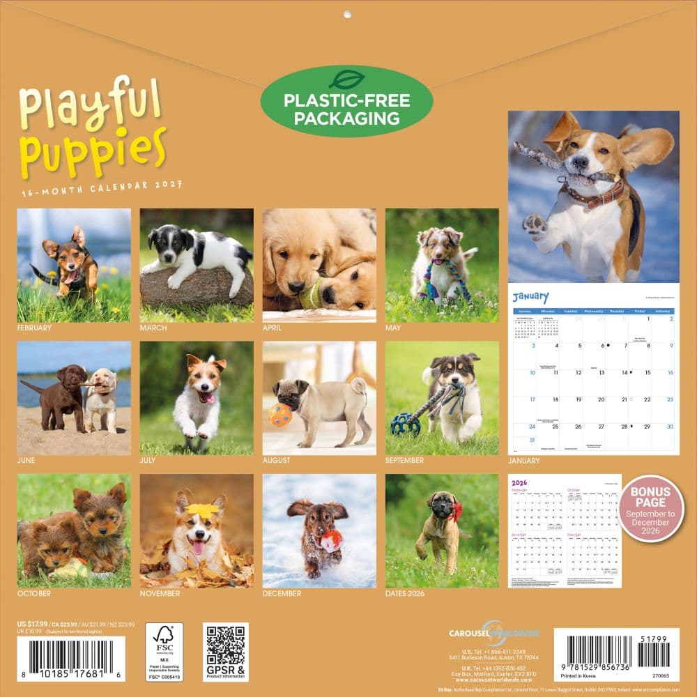 Playful Puppies 2027 Wall Calendar First Alternate Image