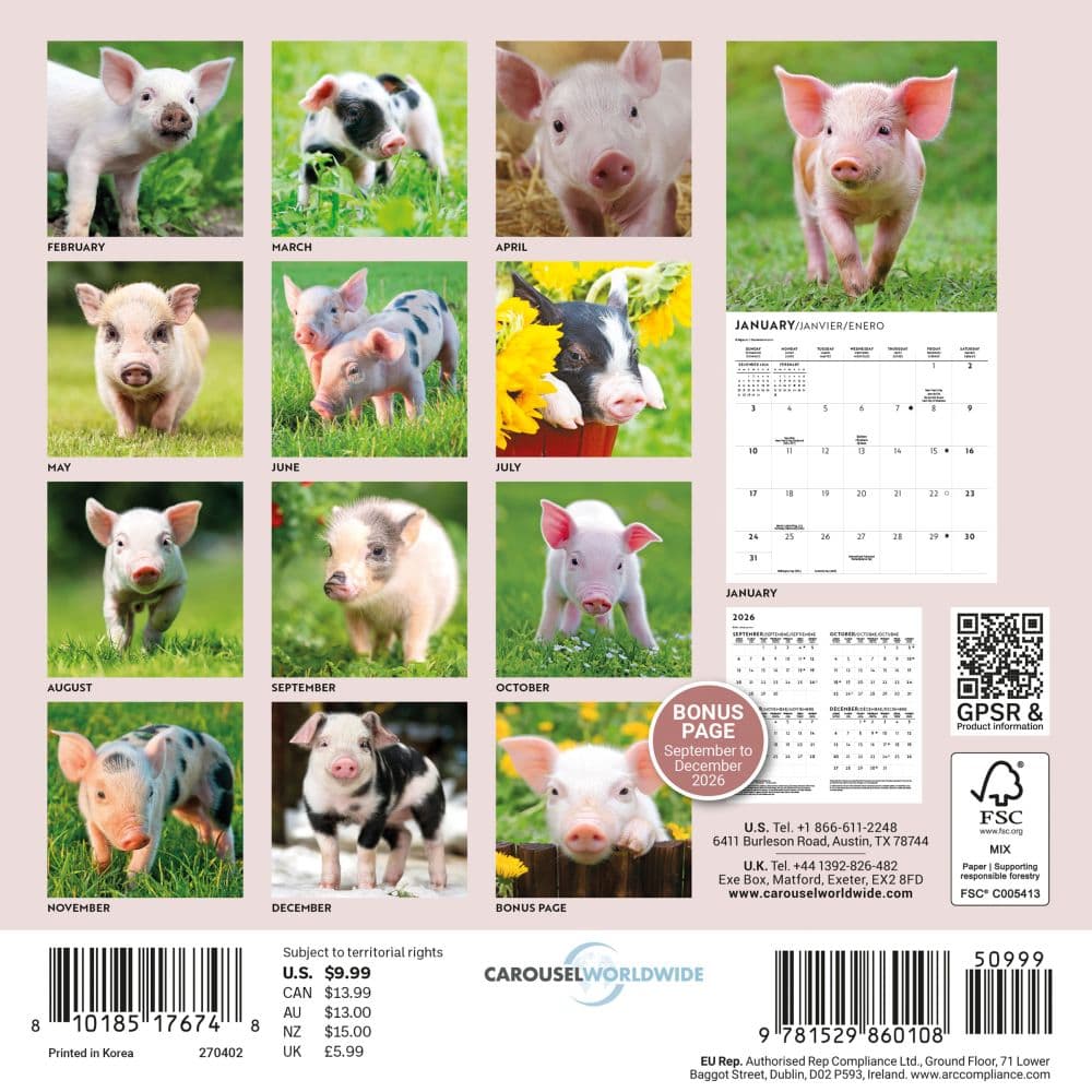 Piglets 2027 Mini Wall Calendar First Alternate Image
