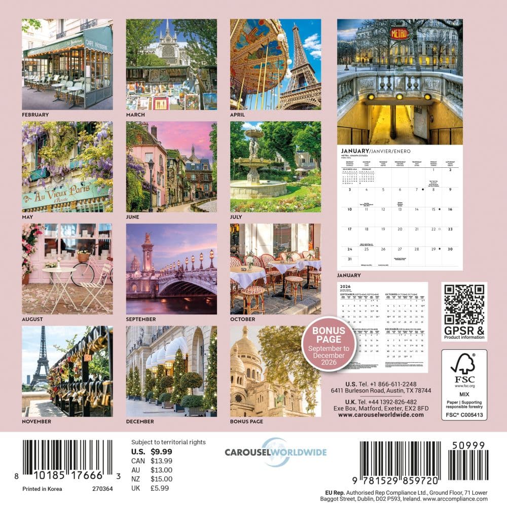 Parisian Lifestyle 2027 Mini Wall Calendar First Alternate Image