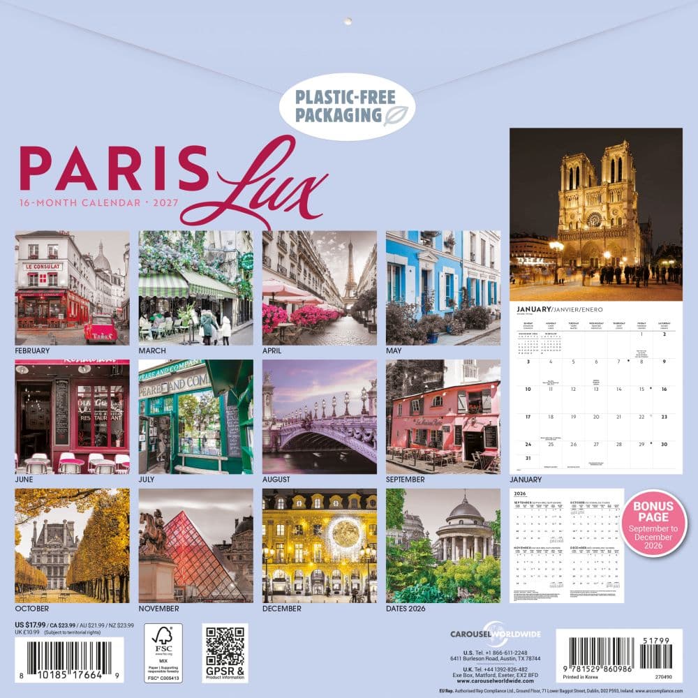 Paris Lux 2027 Wall Calendar First Alternate Image