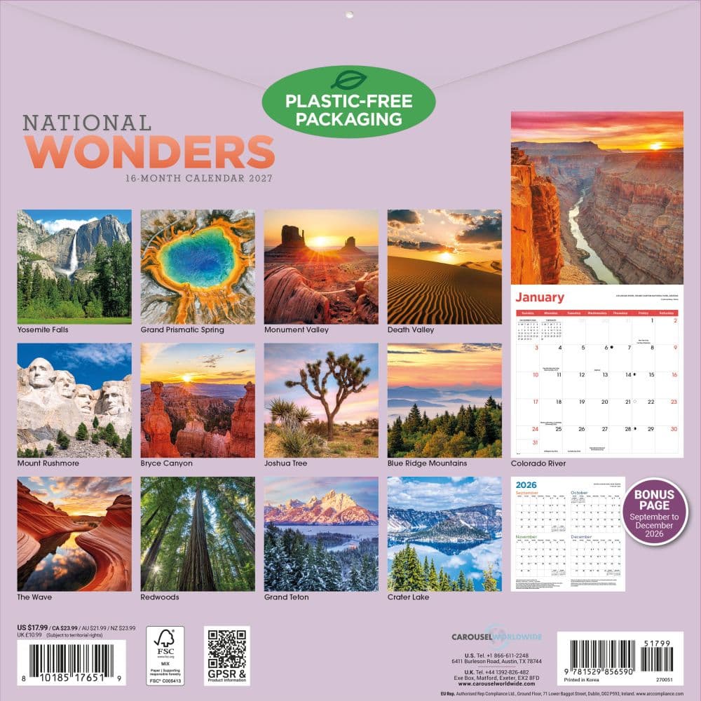 National Wonders 2027 Wall Calendar First Alternate Image
