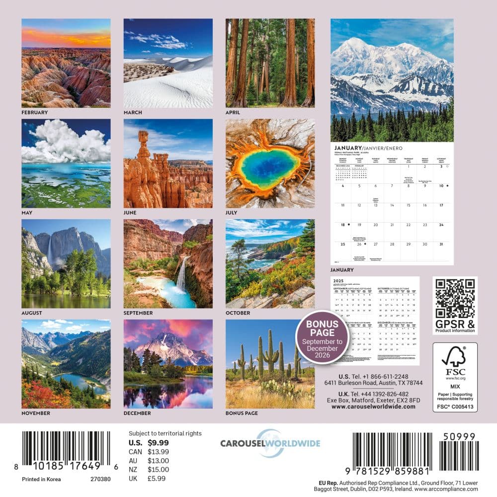 National Parks 2027 Mini Wall Calendar First Alternate Image