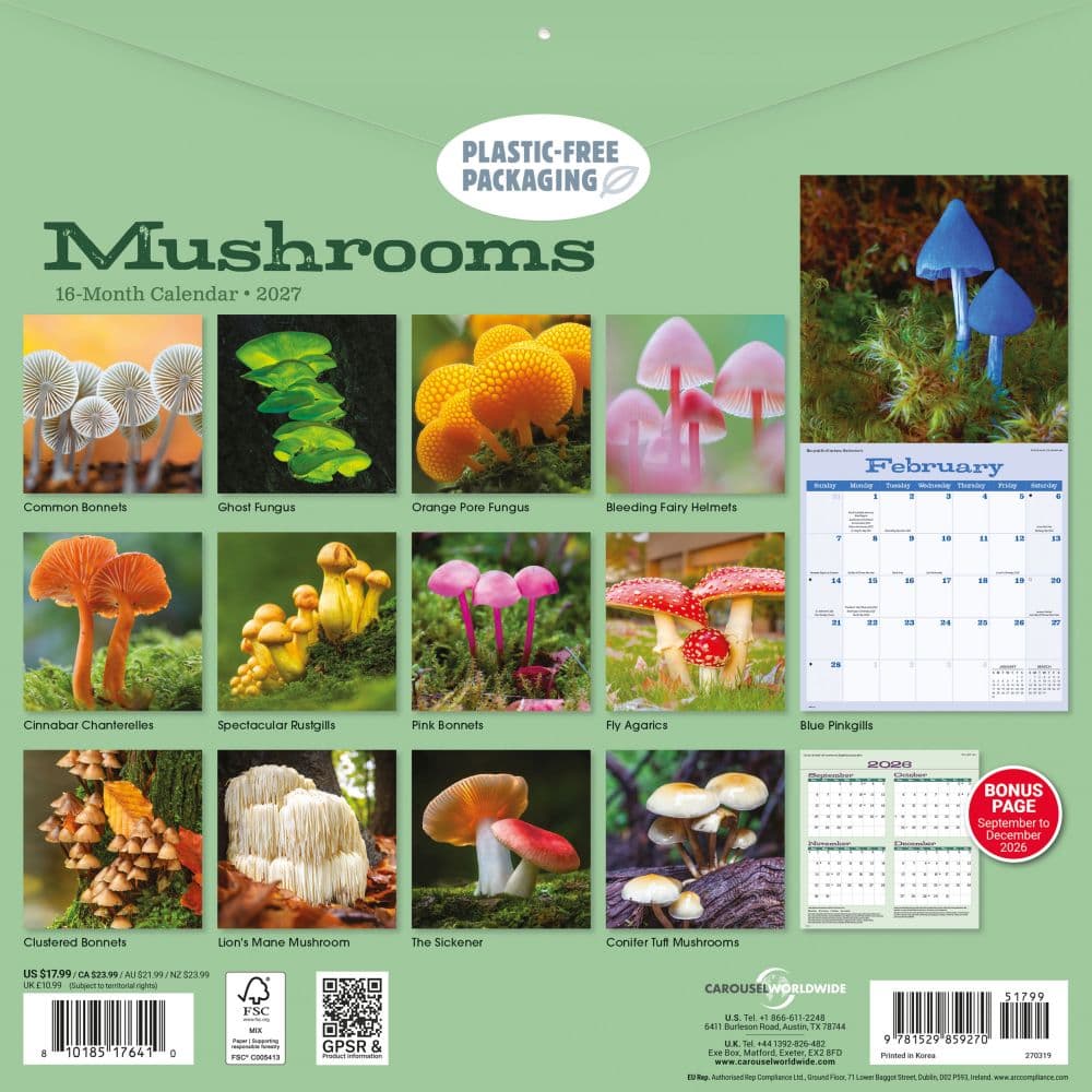 Mushrooms 2027 Wall Calendar First Alternate Image