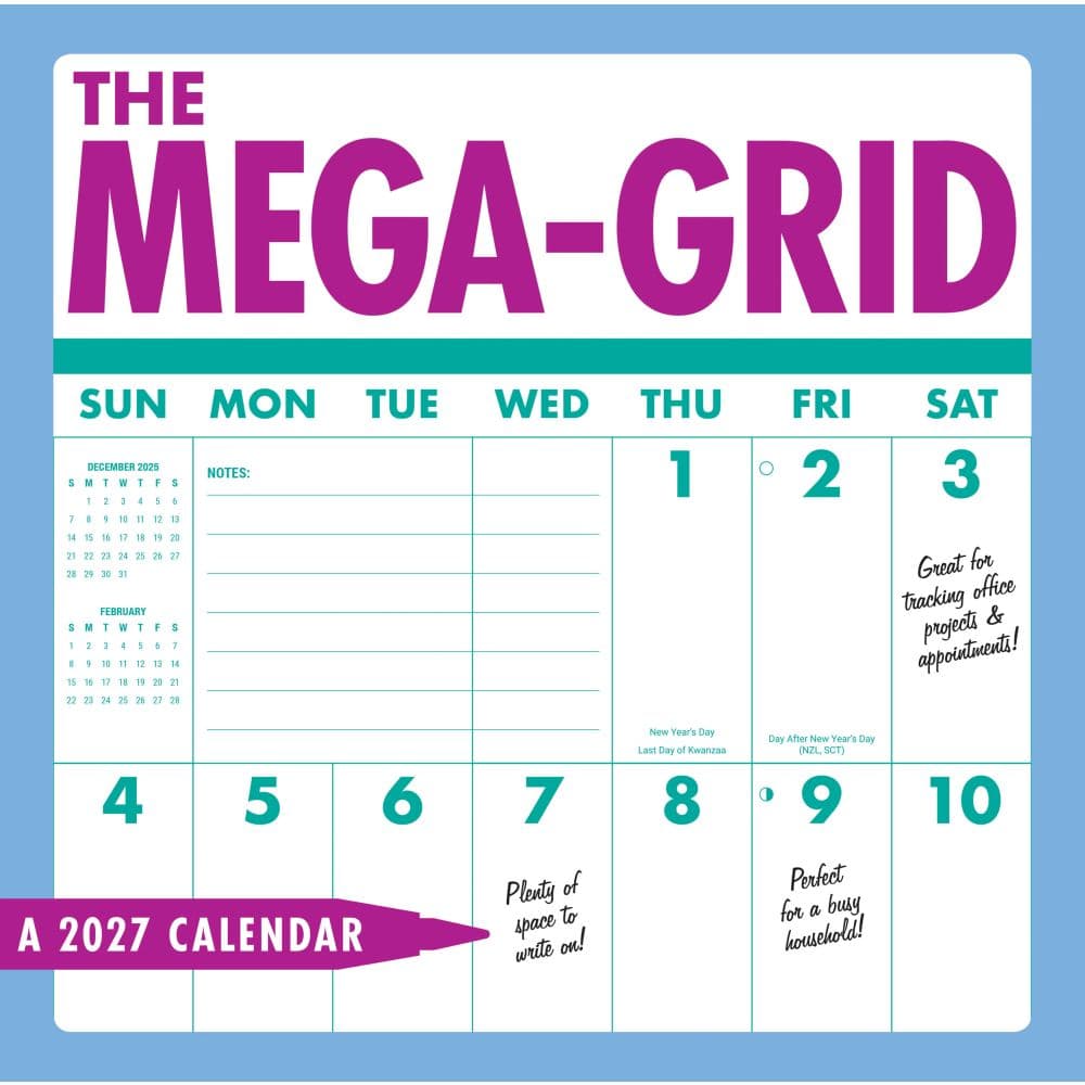 image Mega Grid 2027 Wall Calendar Main Product Image