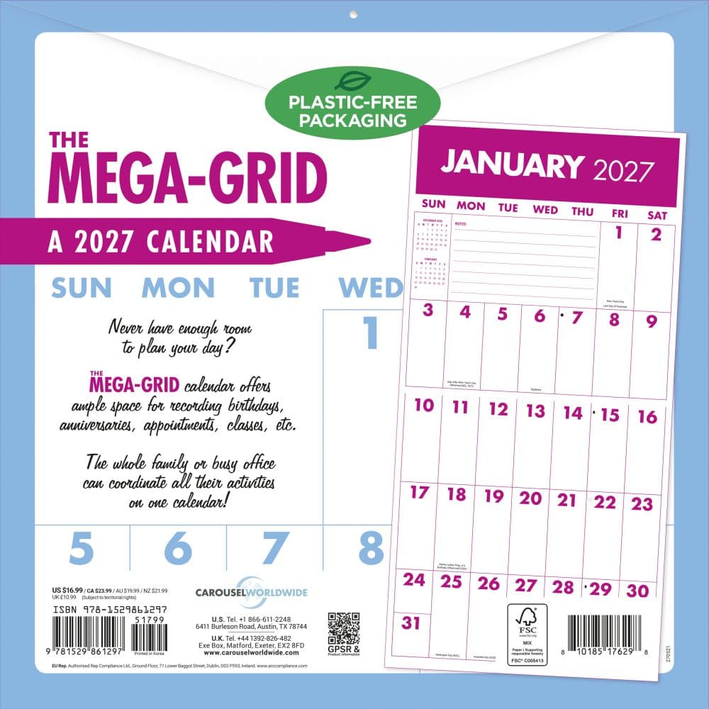 Mega Grid 2027 Wall Calendar First Alternate Image