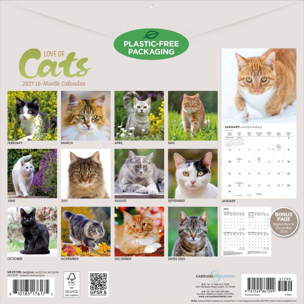 Love of Cats Plato 2027 Wall Calendar First Alternate Image