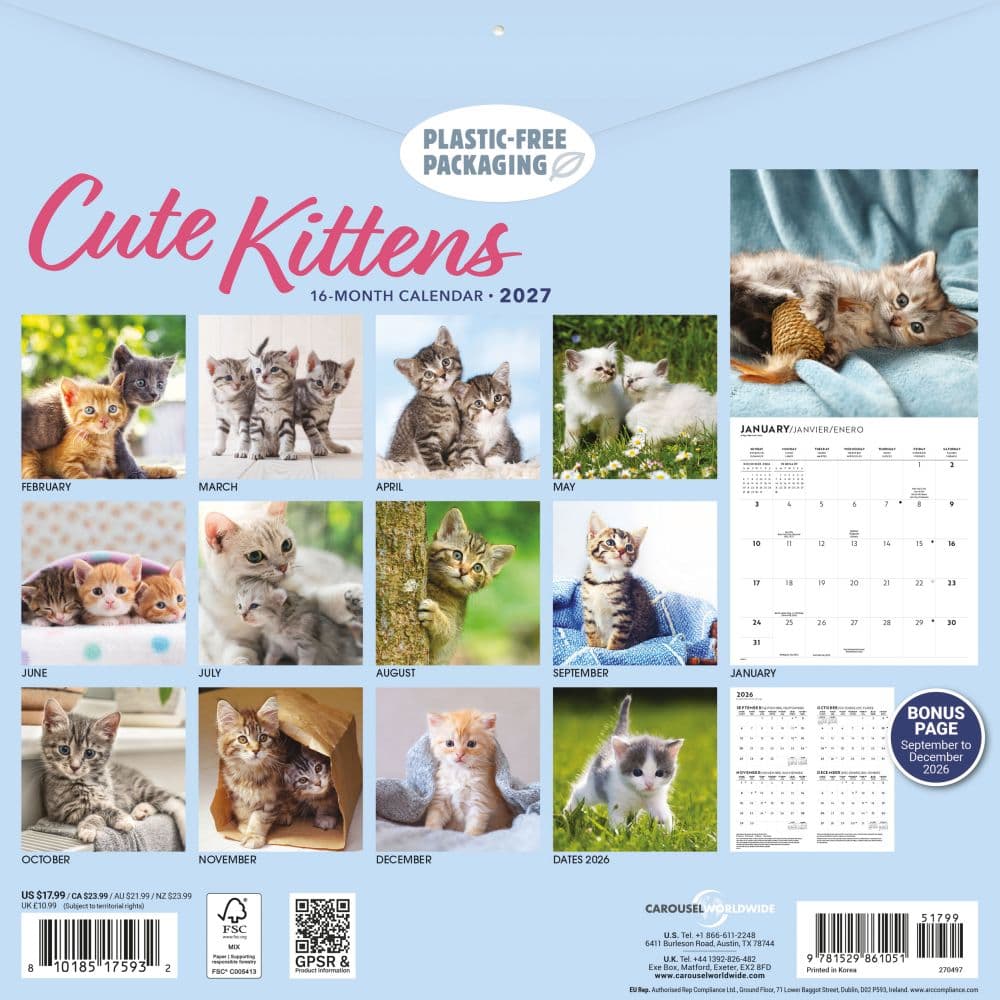Cute Kittens 2027 Wall Calendar First Alternate Image