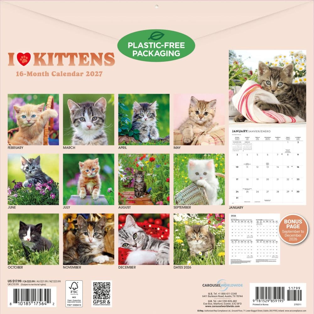 Kittens I Love 2027 Wall Calendar First Alternate Image