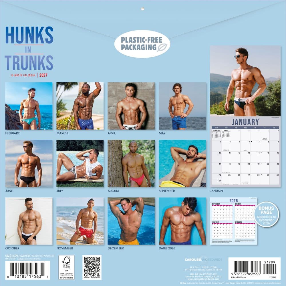 Hunks in Trunks 2027 Wall Calendar First Alternate Image