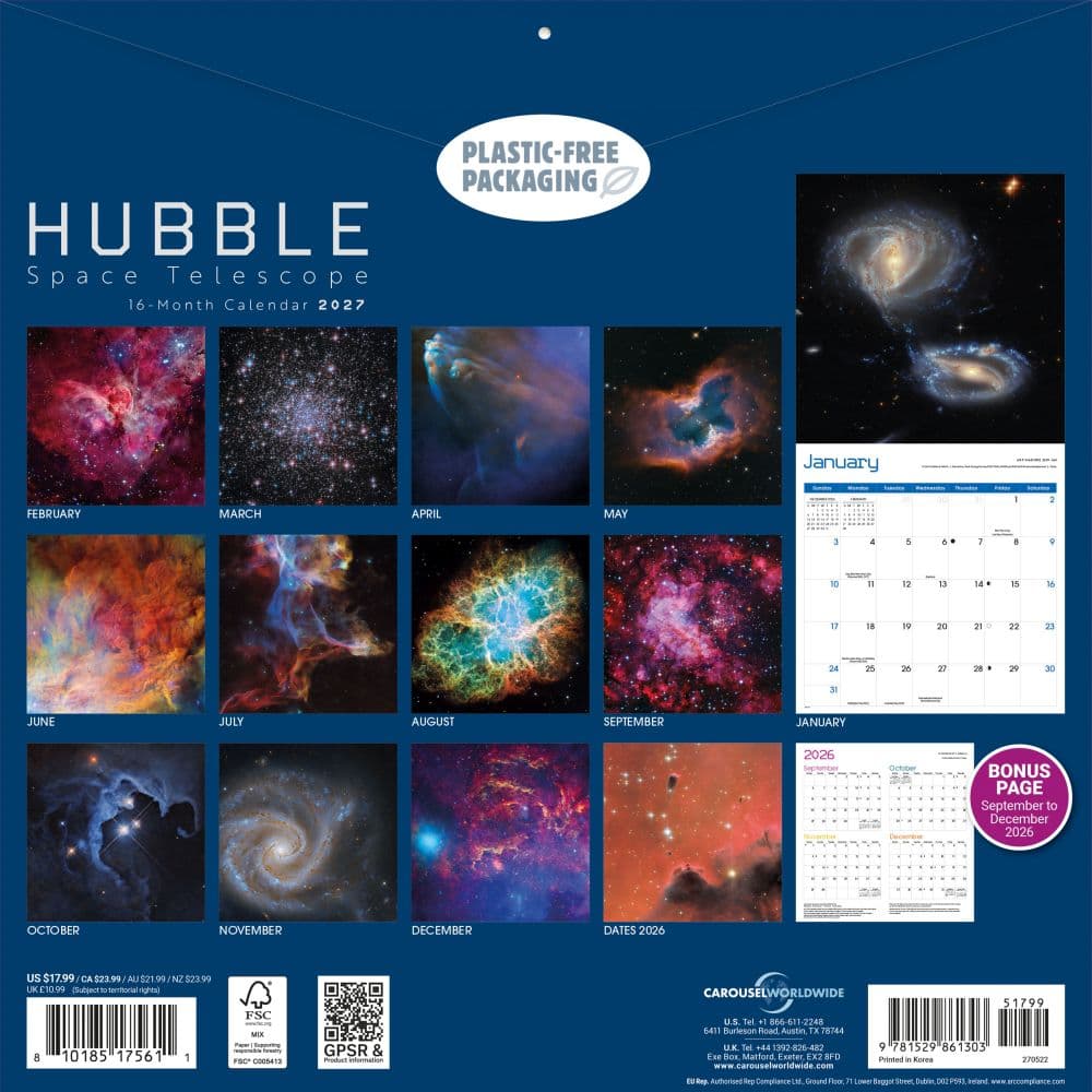 Hubble Space 2027 Wall Calendar First Alternate Image