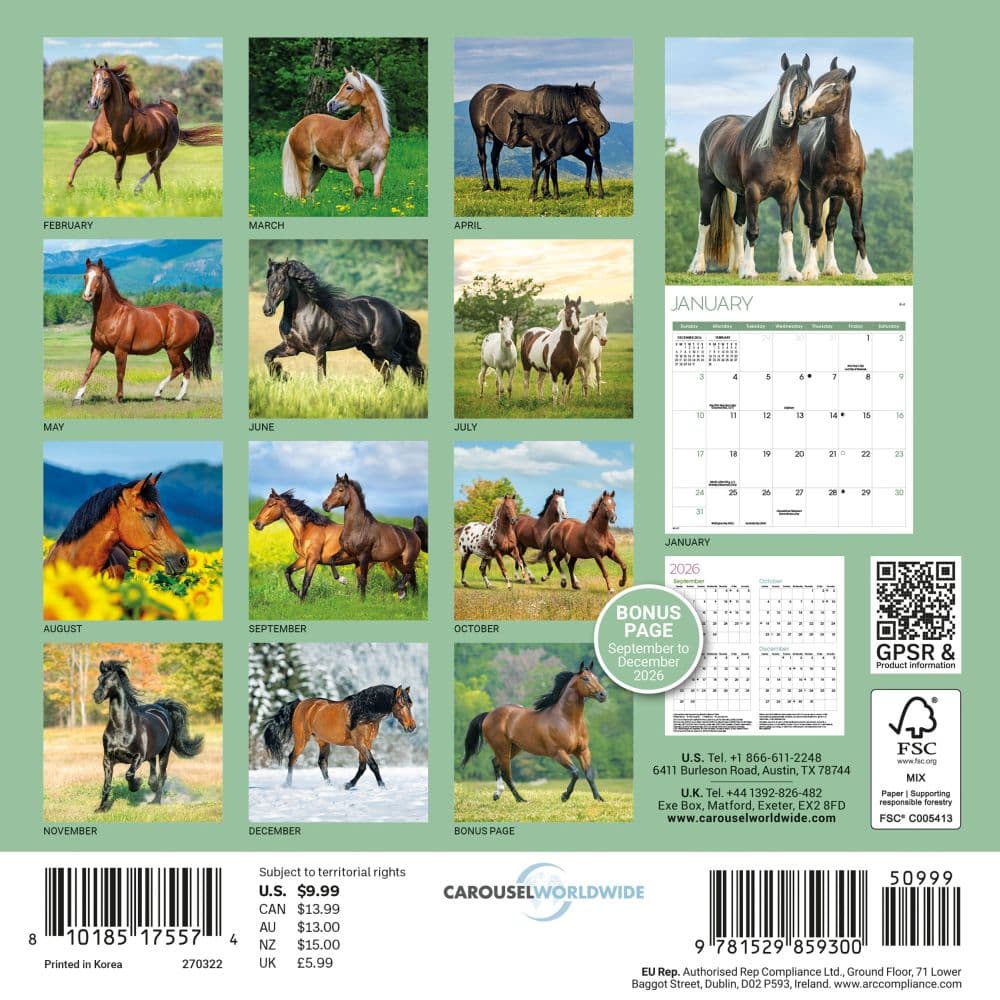 Horses 2027 Mini Wall Calendar First Alternate Image