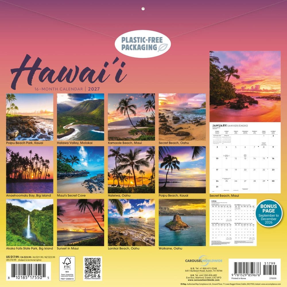 Hawaii 2027 Wall Calendar First Alternate Image