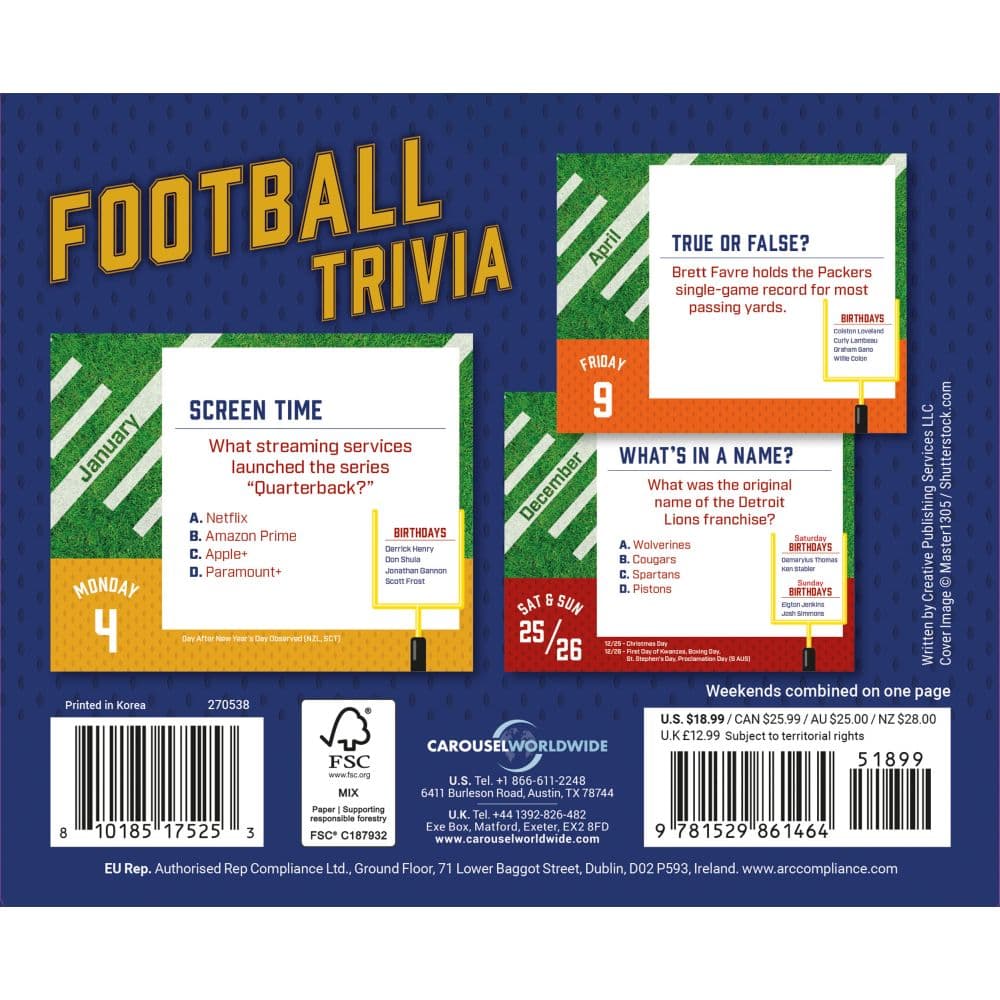 Football Trivia 2027 Page-a-Day Desk Calendar First Alternate Image