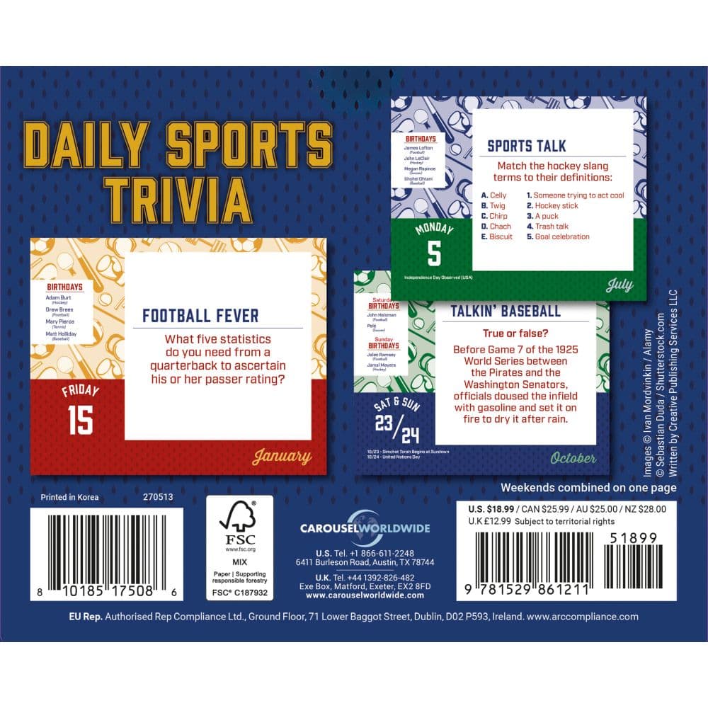 Daily Sports Trivia 2027 Page-a-Day Desk Calendar First Alternate Image