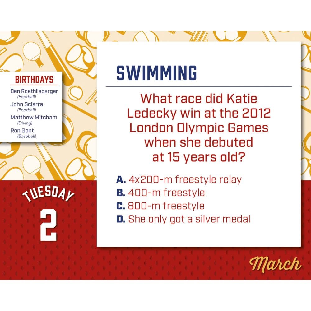 Daily Sports Trivia 2027 Page-a-Day Desk Calendar Second Alternate Image
