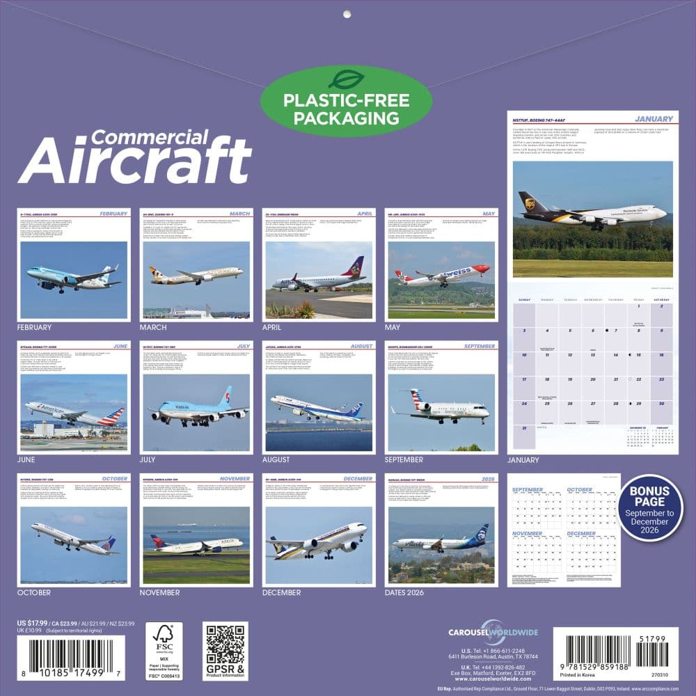Flight Commercial Aircraft 2027 Wall Calendar First Alternate Image