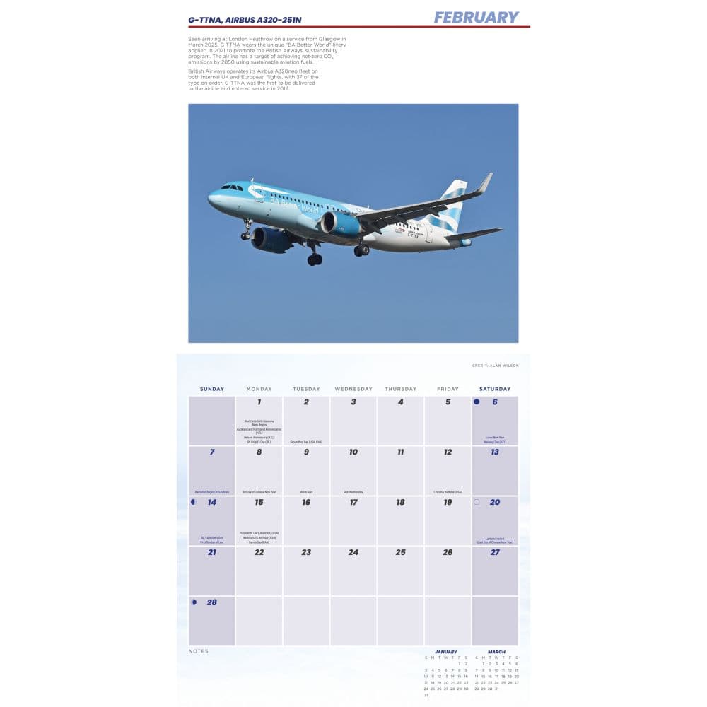 Flight Commercial Aircraft 2027 Wall Calendar Second Alternate Image