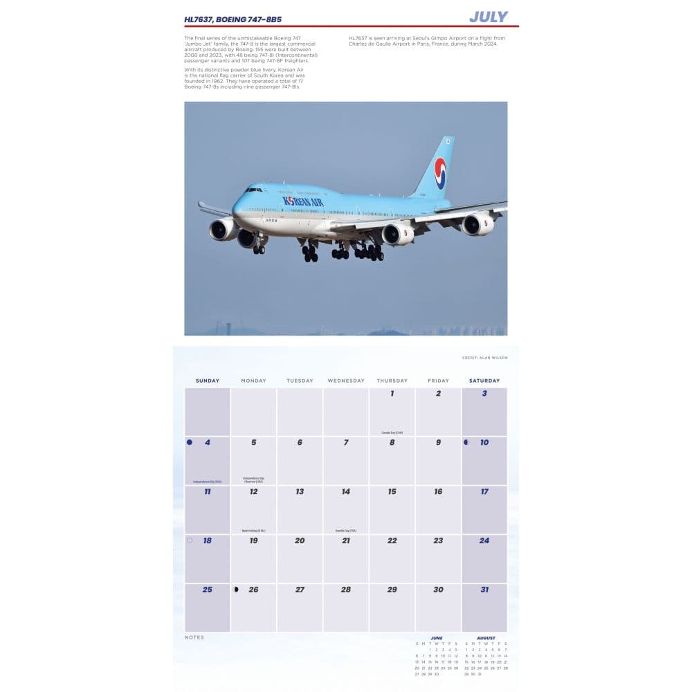 Flight Commercial Aircraft 2027 Wall Calendar Third Alternate Image