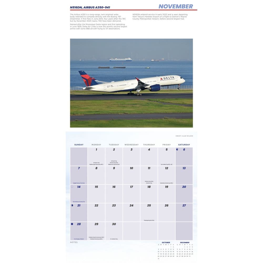 Flight Commercial Aircraft 2027 Wall Calendar Fourth Alternate Image