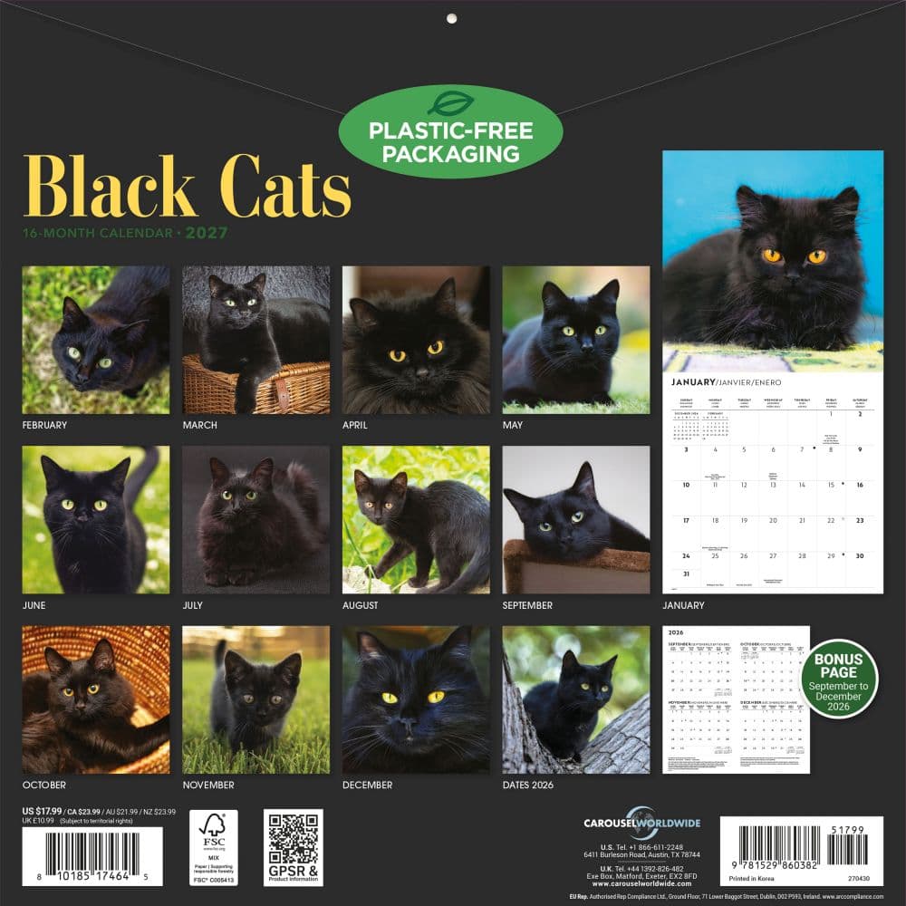 Black Cats 2027 Wall Calendar First Alternate Image