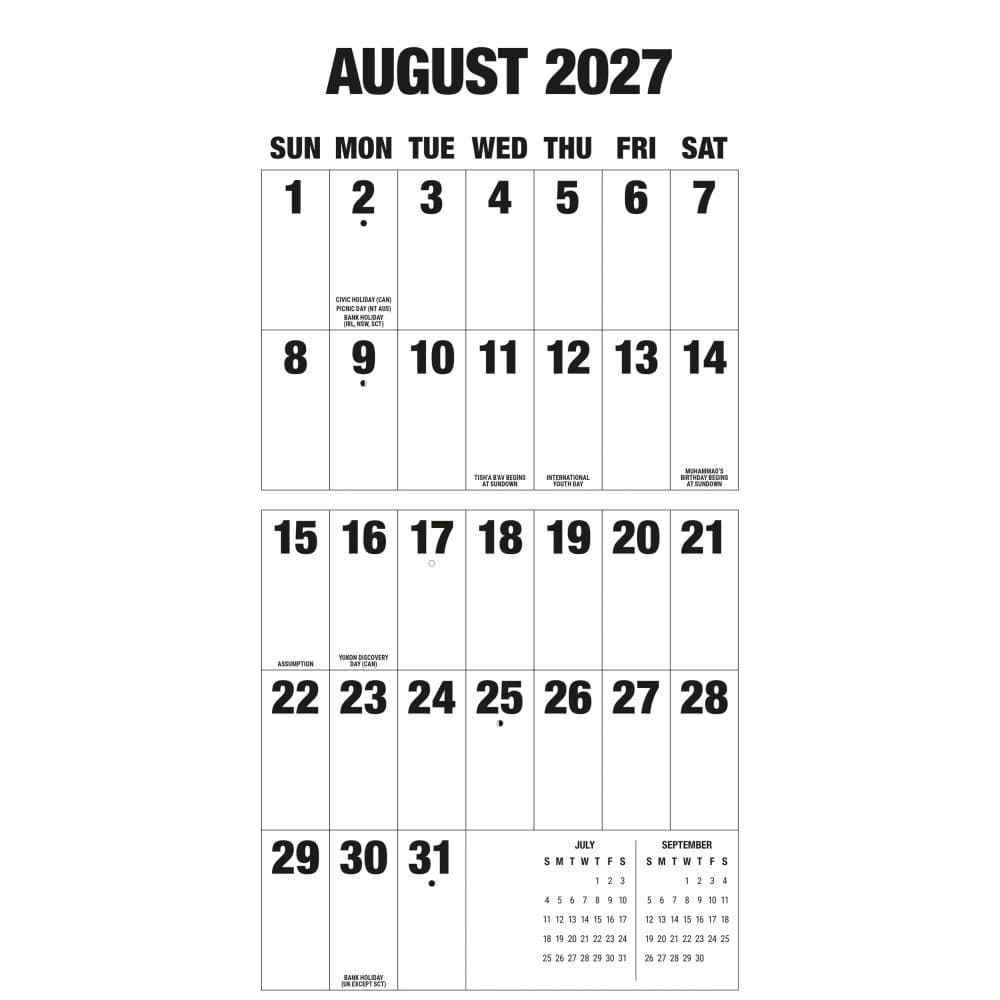 Big Letters Big Numbers 2027 Wall Calendar Third Alternate Image