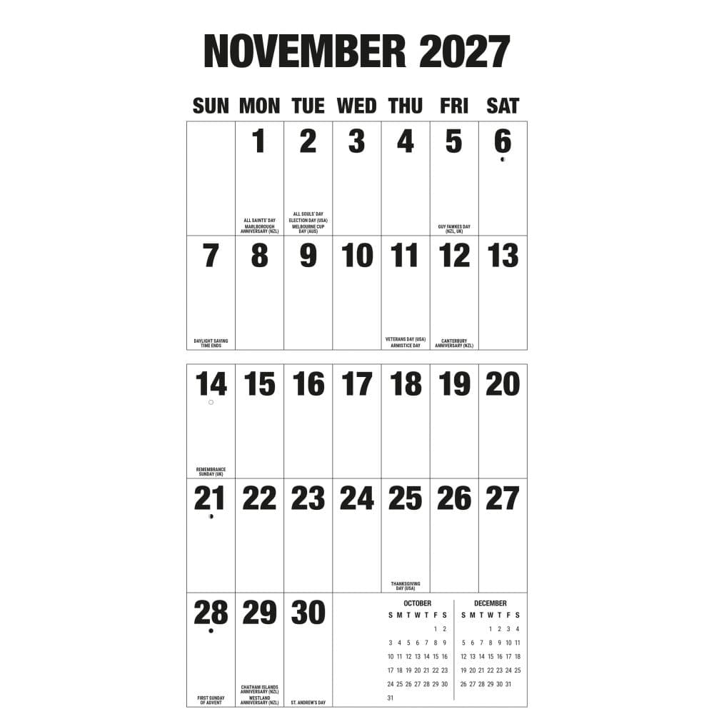 Big Letters Big Numbers 2027 Wall Calendar Fourth Alternate Image