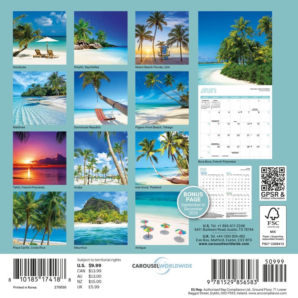 Beaches 2027 Mini Wall Calendar First Alternate Image
