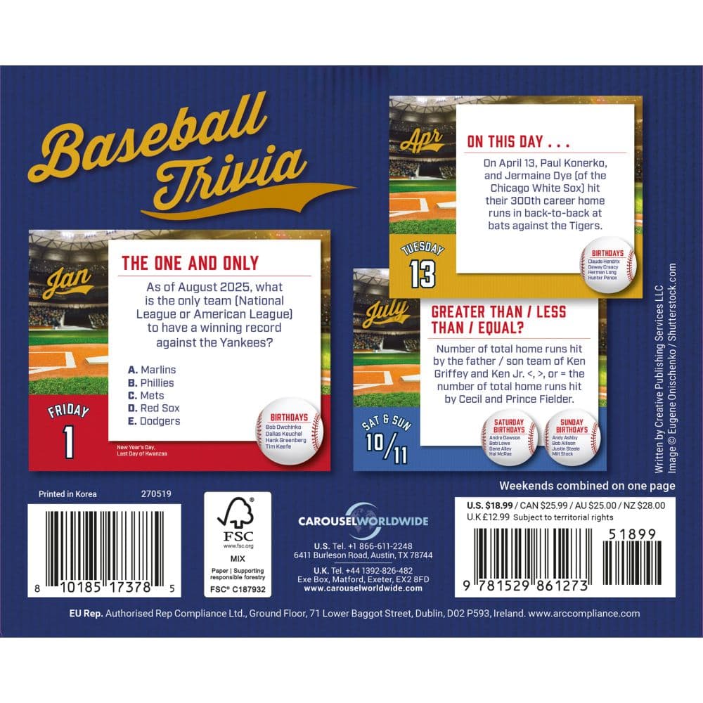 Baseball Trivia 2027 Page-a-Day Desk Calendar First Alternate Image