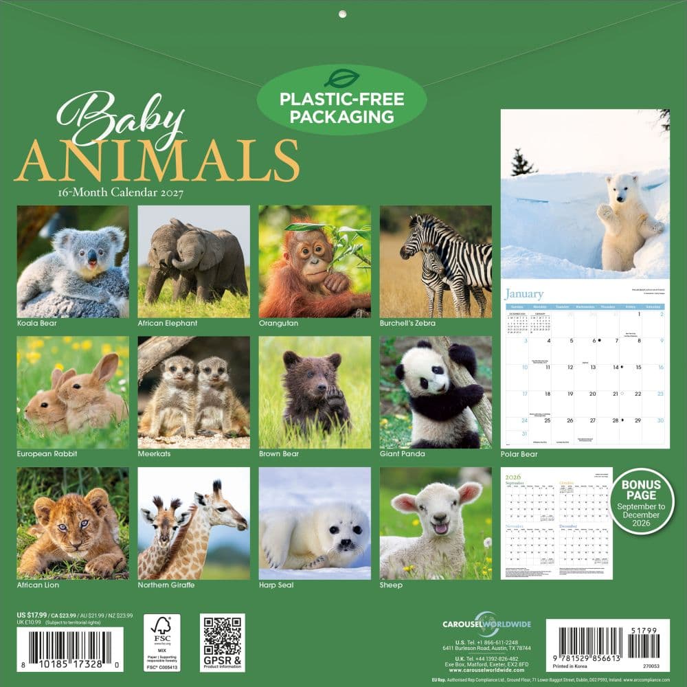 Baby Animals 2027 Wall Calendar First Alternate Image