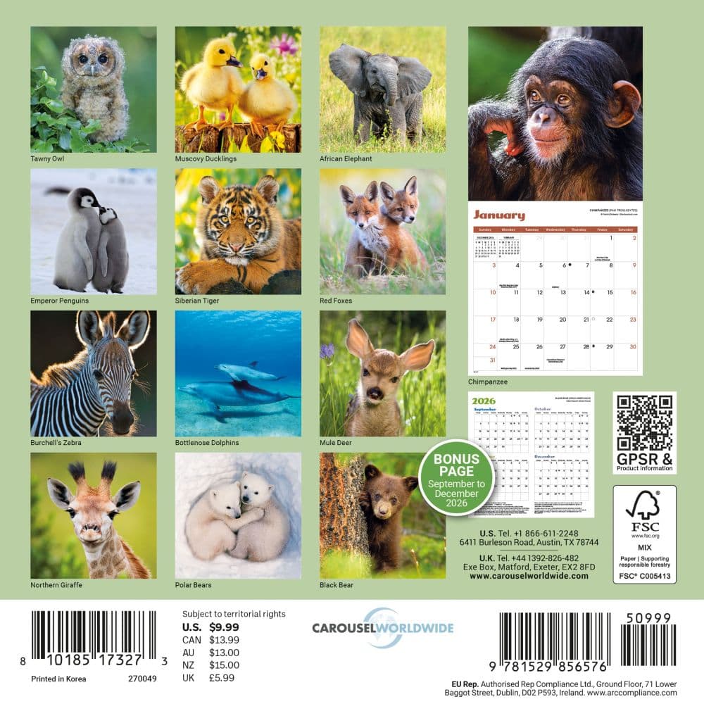 Baby Animals 2027 Mini Wall Calendar First Alternate Image