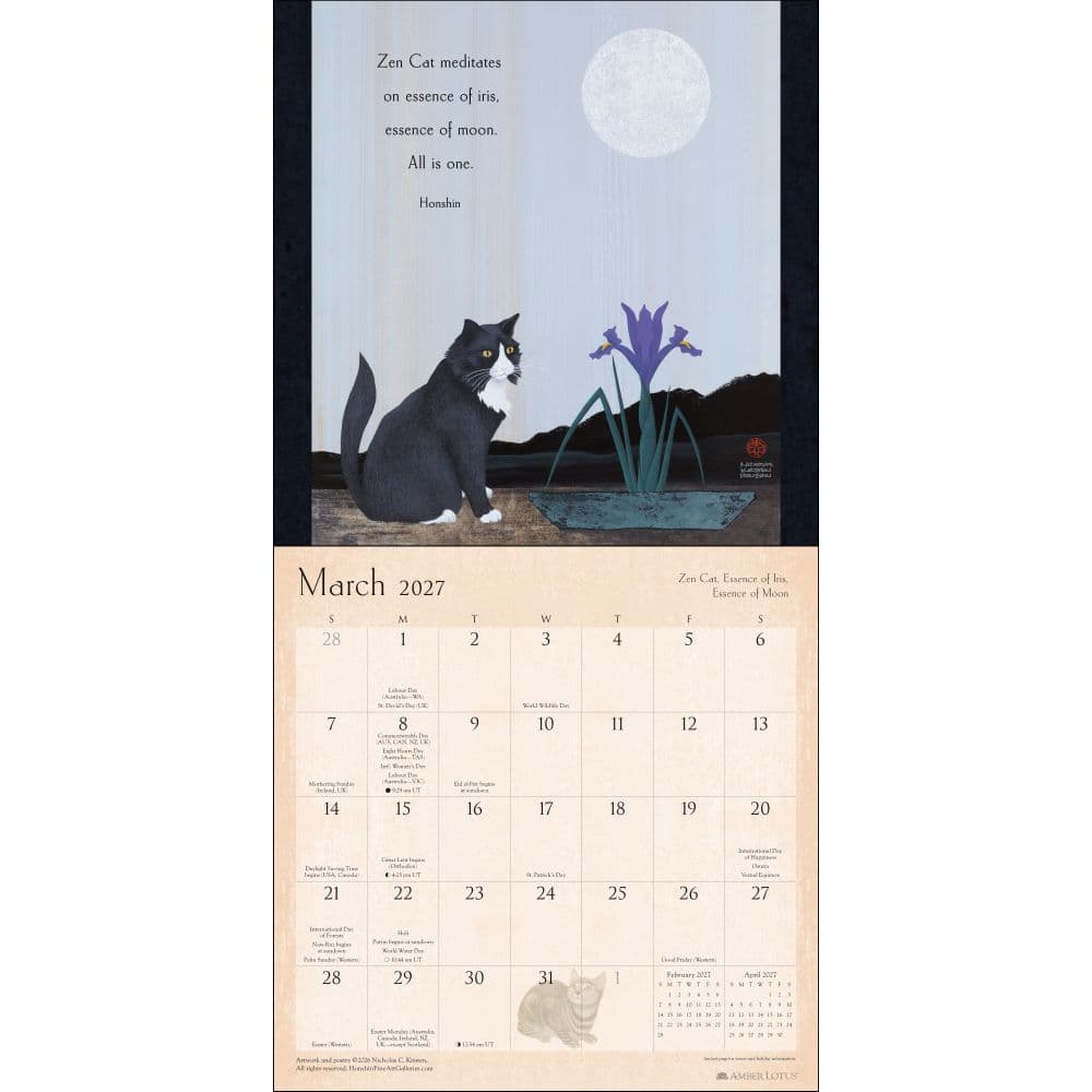 Zen Cat 2027 Wall Calendar Third Alternate Image